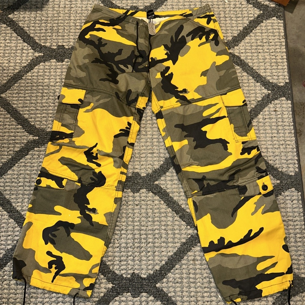 Rothco‎ Camo Cargo Pants yellow Green Uniform Camouflage Military Mens Size S A3